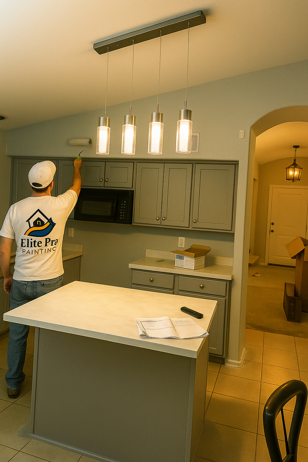 AZ Elite Pro Painting crew member talking through project details with a homeowner